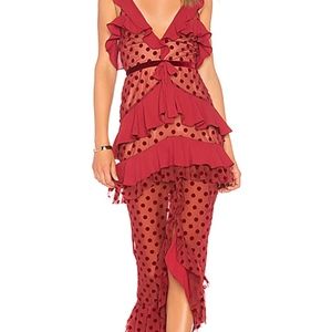 For love and lemons red polka dot dress